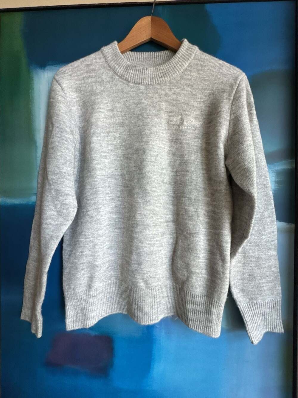 Ame Dorée L'âme d'une étoile Grey Crewneck Knit Sweater